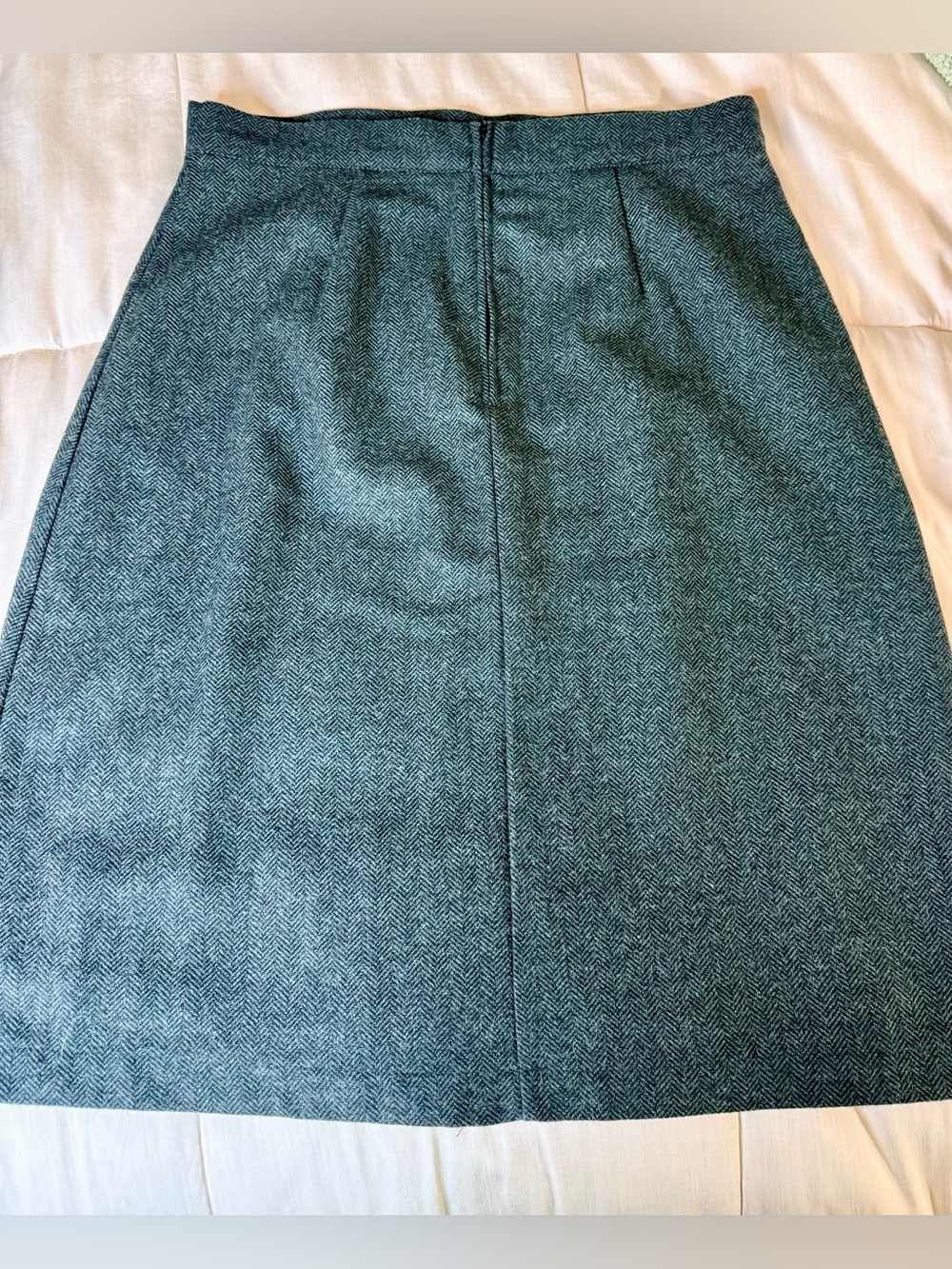 Modcloth wool blend preppy green black herringbone A line skirt lined pockets L - Picture 9 of 12